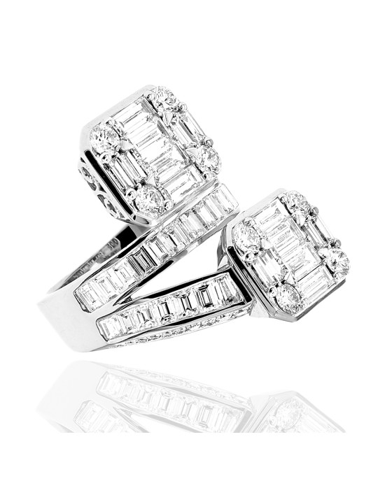 Diamond Mosaic Bypass Ring in White Gold