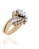 Mixed Diamond Bypass Wedding Set in White and Yellow Gold