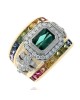 Green Tourmaline, Rainbow Sapphire and Diamond Ring