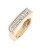 Two Row Diamond Square Shank Ring in Yellow Gold