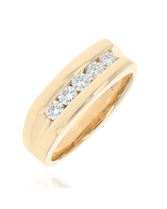 Gentlemen's Diamond Tapered Ring in Yellow Gold