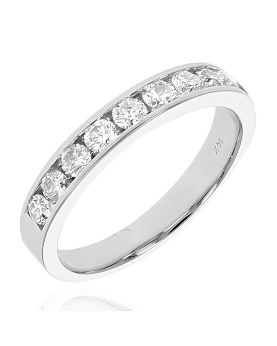 Channel Set Diamond Band in White Gold