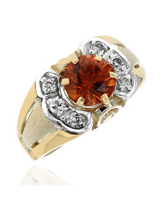 Madeira Citrine and Diamond Accent Ring in White and Yellow Gold