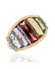 Multi Gemstone Tapered Ring in Yellow Gold