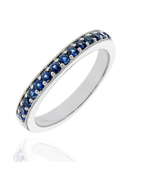 Blue Sapphire Milgrain Guard Ring