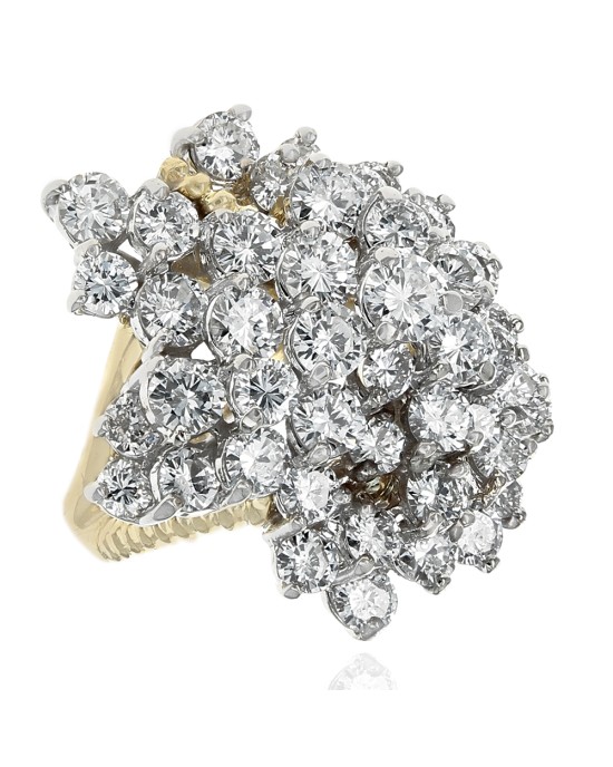 Diamond Cluster Twisted Open Shank Ring