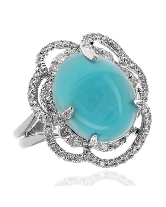 Effy Synthetic Turquoise Cabochon and Diamond Ring