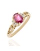 Ruby and Diamond Open Scroll Accent Ring in Yellow Gold