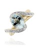 Aquamarine and Diamond Bypass Ring in White and Yellow Gold