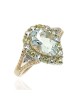 Mixed Cut Multi Gemstone Halo Split Shank Ring in White and Yellow Gold