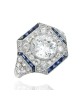 1.81ct RBC Diamond, Euro Diamond and Sapphire Vintage Ring