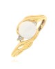 Pearl and Diamond Bypass Ring in Yellow Gold