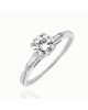 Round Diamond Solitaire Baguette Diamond Accent Engagement Ring