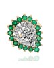Diamond and Emerald Double Halo Ring in White and Yellow Gold