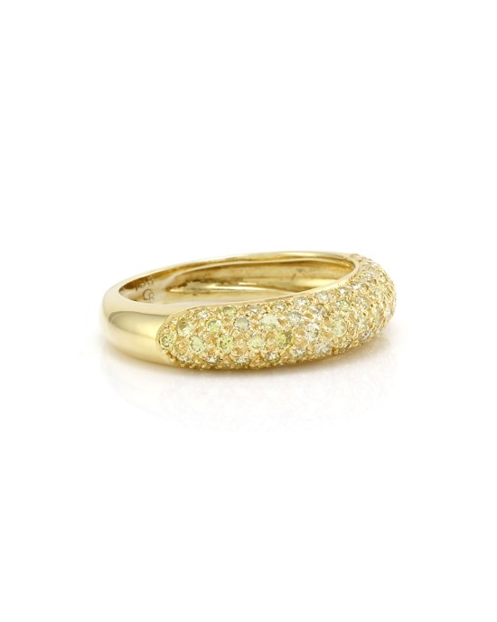Fancy Yellow Pave Diamond Anniversary Band/ Ring in 18K Yellow Gold