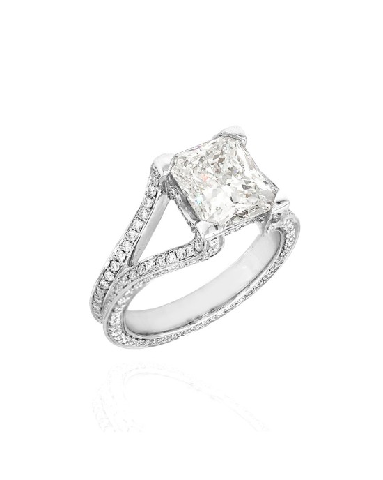 GIA Certified Radiant Cut Diamond Solitaire Ring in 18KW