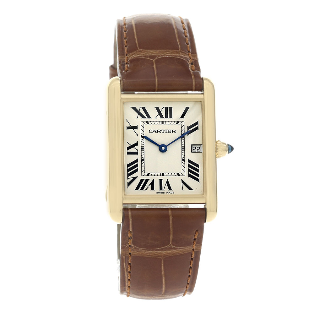 CRWGTA0067 - Tank Louis Cartier watch - Large model, quartz movement, 18K  yellow gold, leather - Cartier