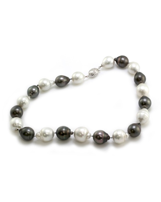 South Sea and Tahitian Pearl Necklace in Gold