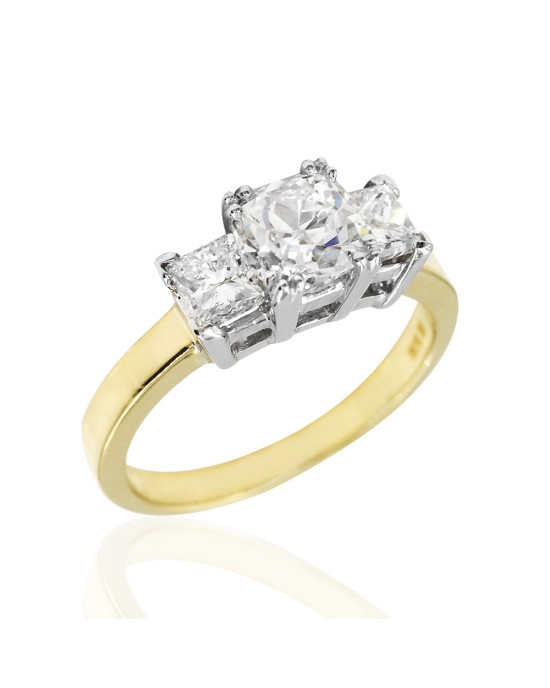 1.04ct VS1, H European Cut Diamond Engagement Ring in 18K Yellow/ White Gold
