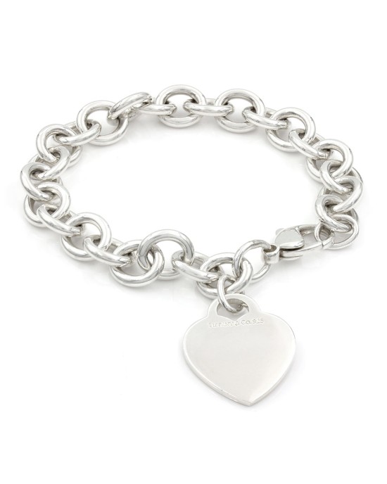 Tiffany Heart Tag Chain Bracelet in Silver