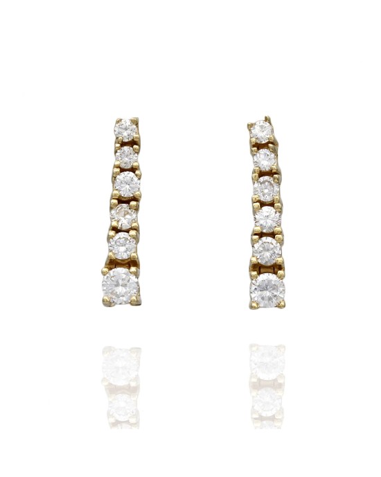 14KY Diamond Tapered Drop Earrings