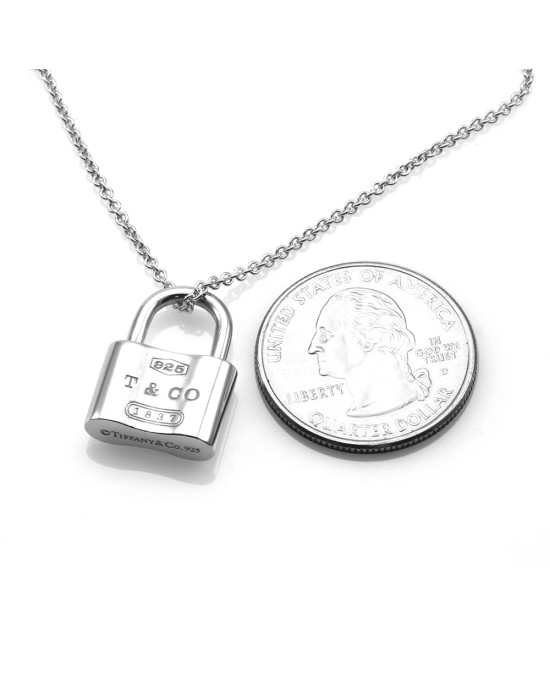 TIFFANY Sterling Silver 1837 Lock Charm Necklace 592874