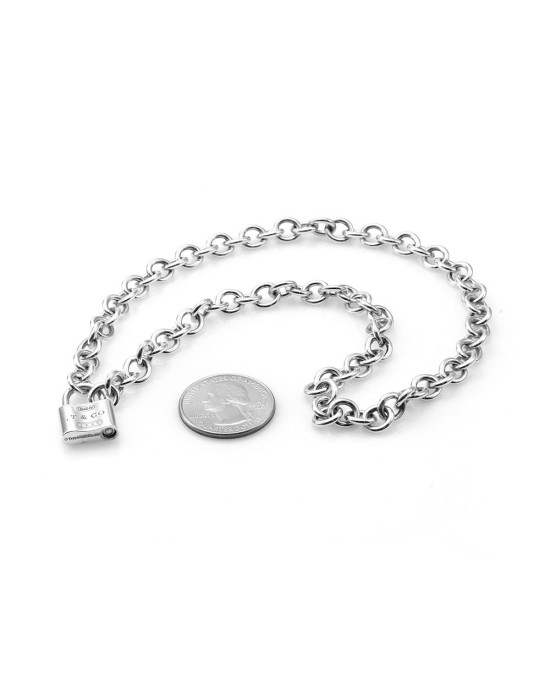 Tiffany & Co. 1837 Padlock Lock Round Necklace 16" Silver