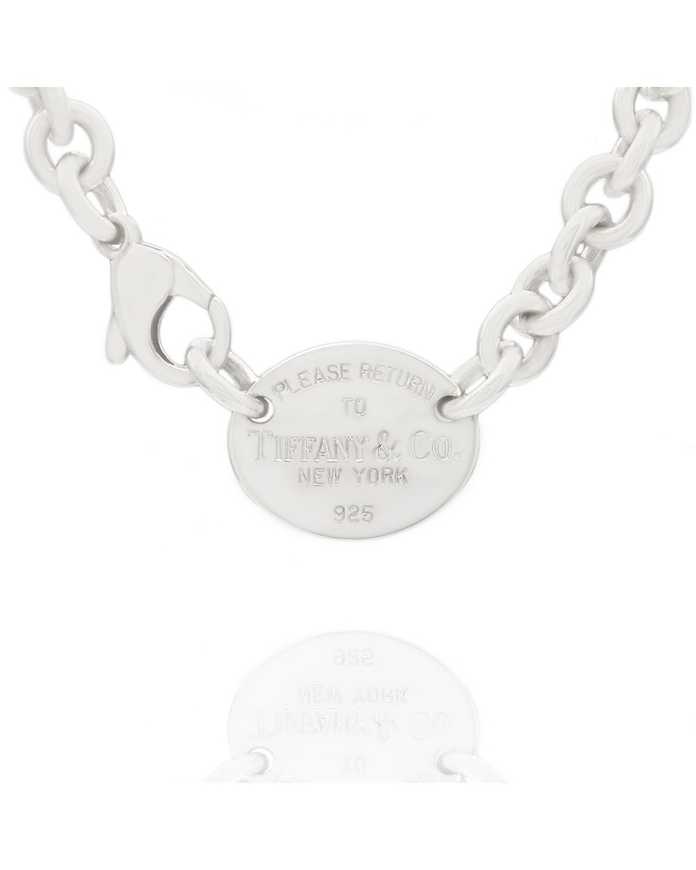 Tiffany & C0. Oval Tag Necklace in Silver