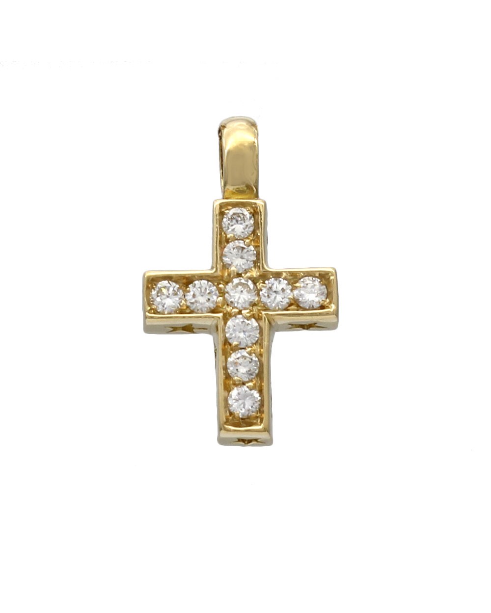 Diamond Cross Pendant with Cutout Star Design in 18k Yellow Gold