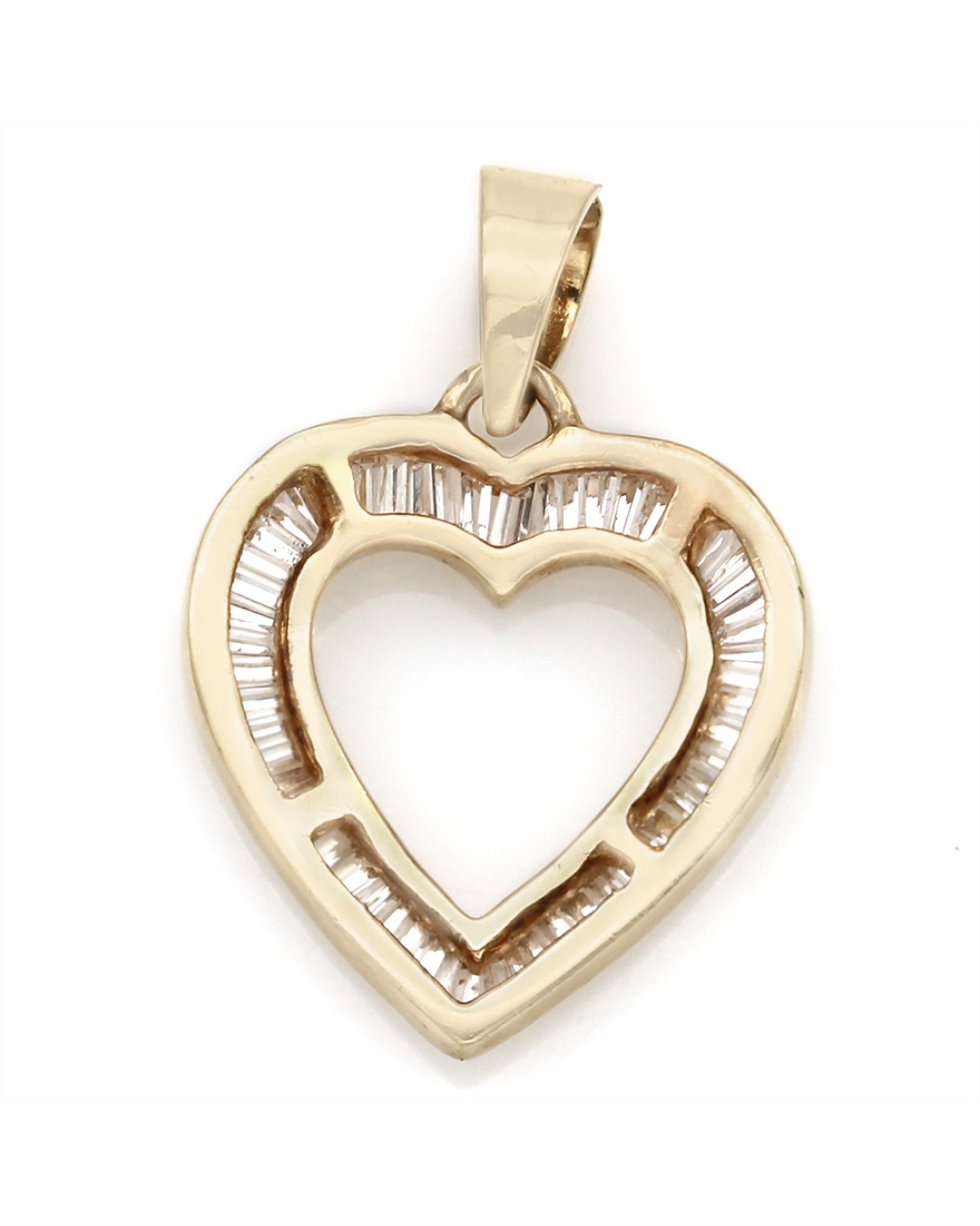 Baguette Diamond Open Heart Pendant