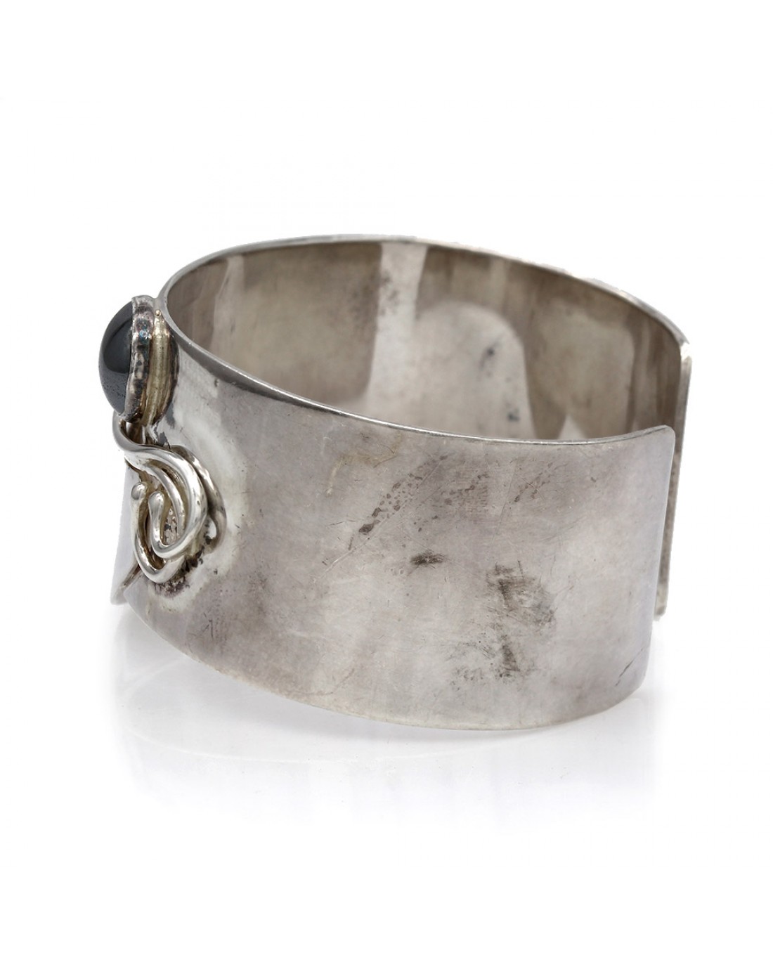 Israeli Designer Avi Soffer Sterling Silver Hematite Cuff Bracelet