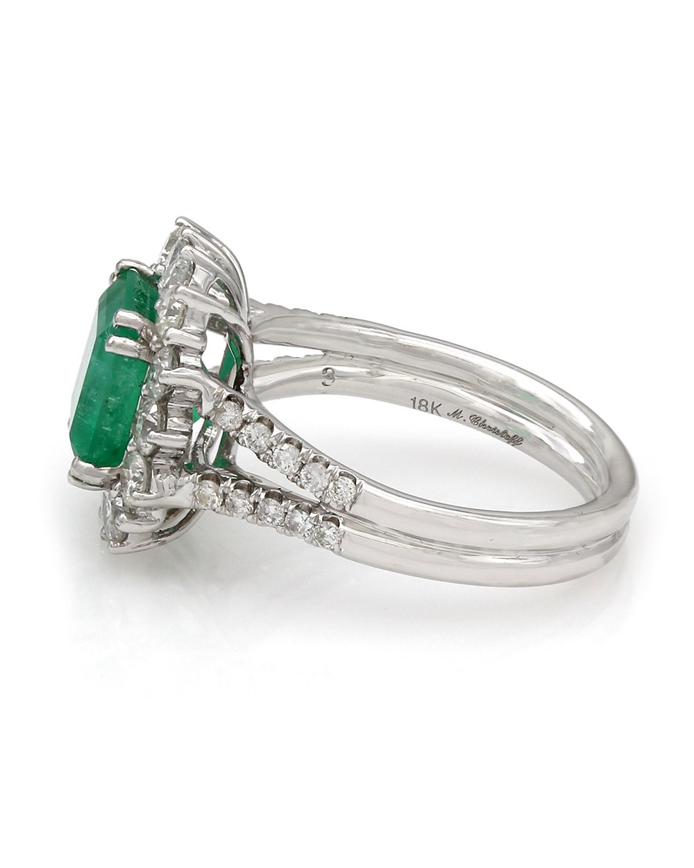 Michael Christoff Emerald and Diamond Ring