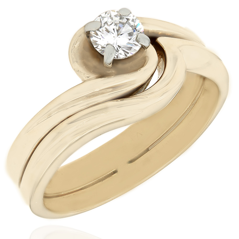 Diamond Solitaire Bypass Wedding Ring Set