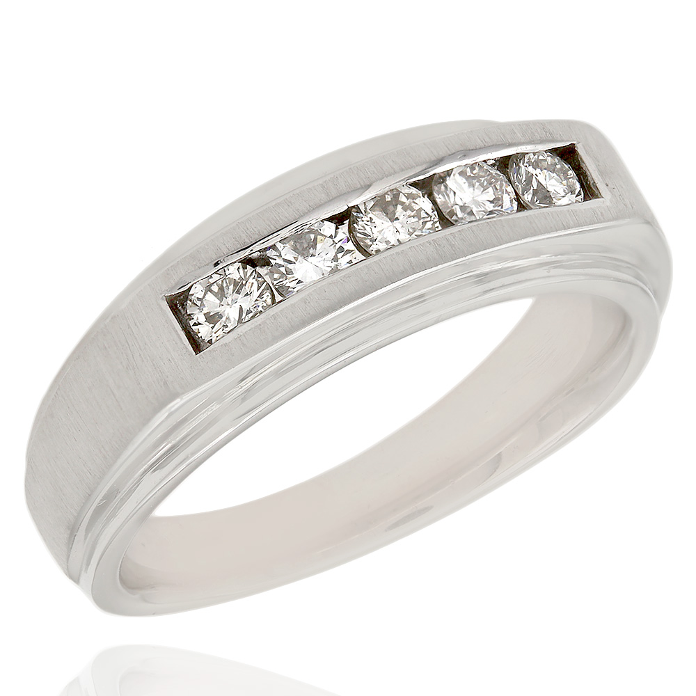 Gentlemans 0.50ctw Channel Set Diamond Ring in 14K White Gold | eBay